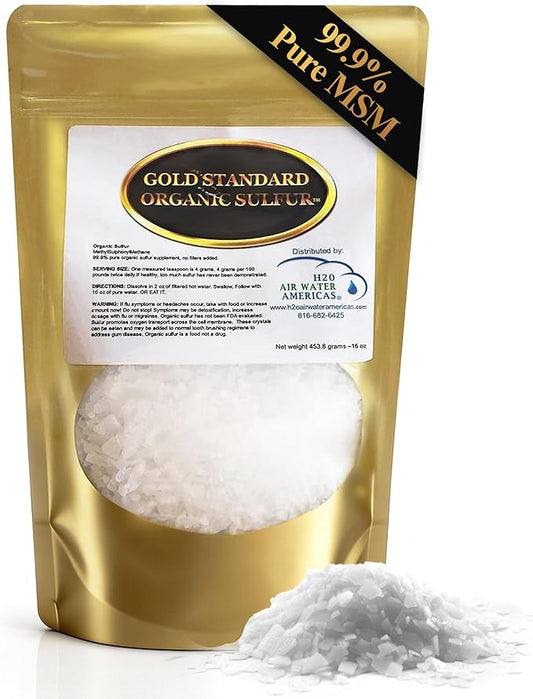 Gold Standard Organic Sulfur Crystals 1lb - 99.9% Pure MSM Crystals - High-Purity MSM Supplement Powder - Large Granular Flakes - 3rd Party Tested for Purity